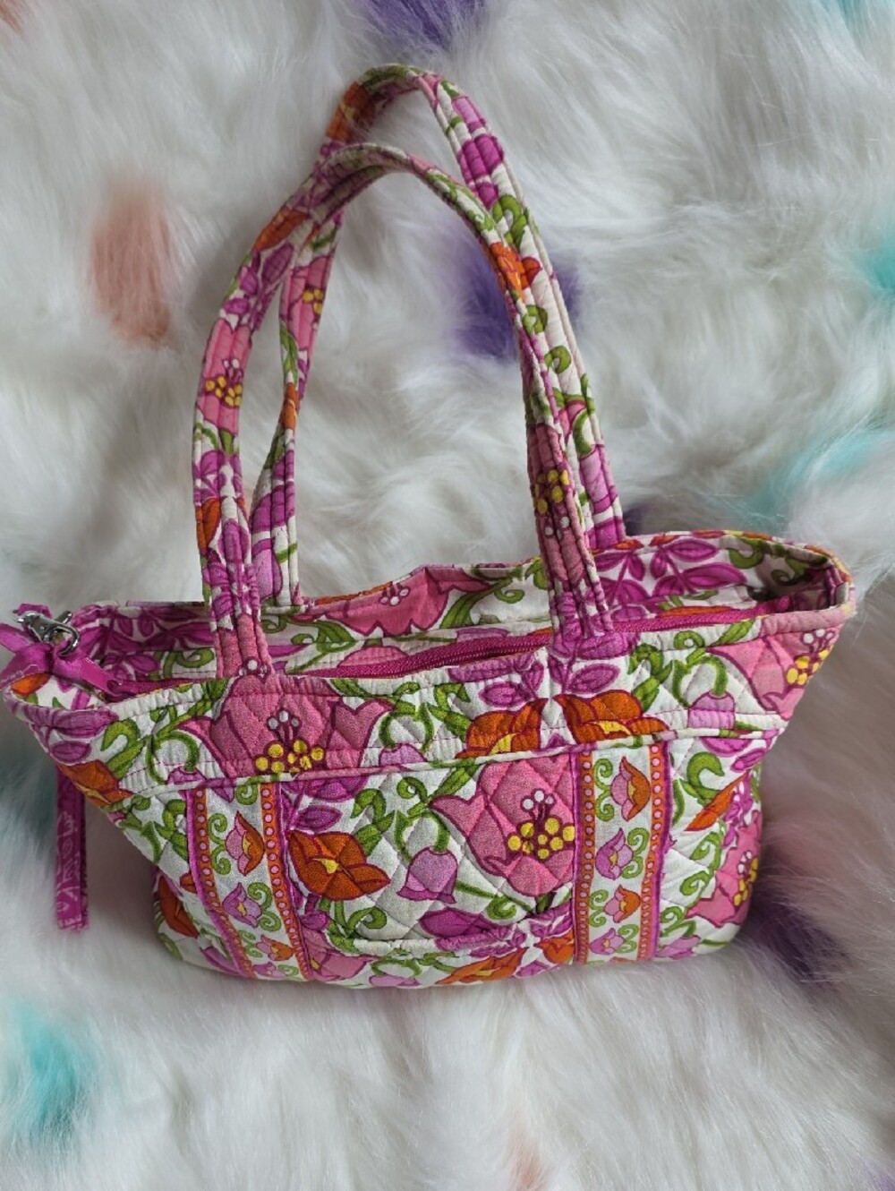 Quilted Floral Pink Tote Bag - Picture 3 of 4